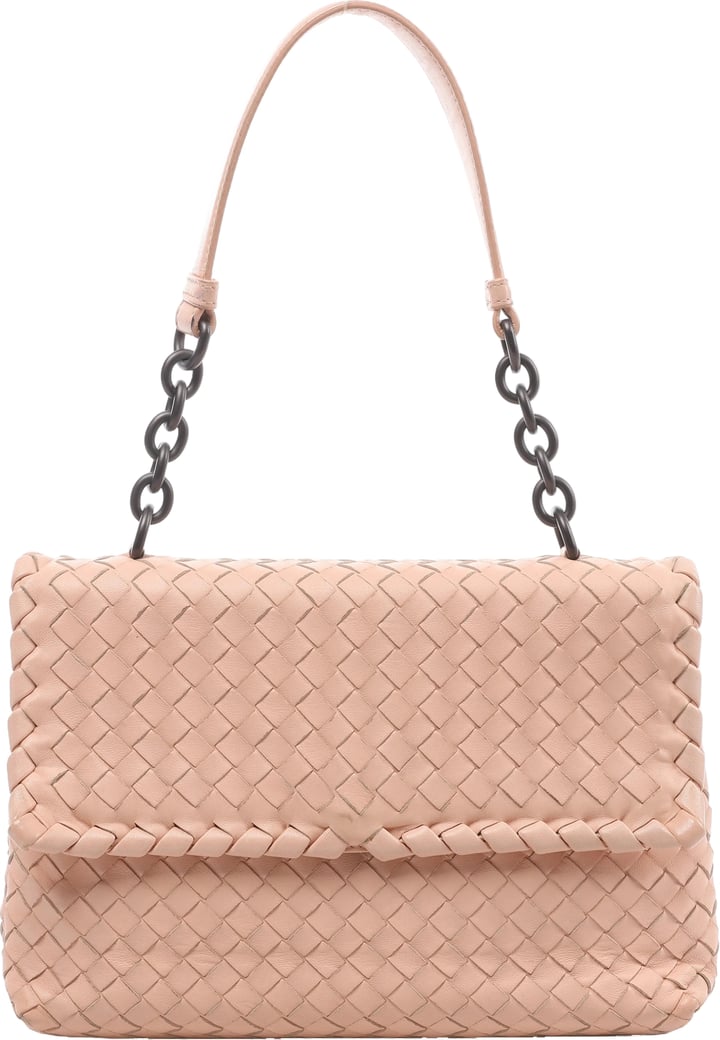 Bottega Veneta Intrecciato Leather Chain Shoulder Bag in Pink