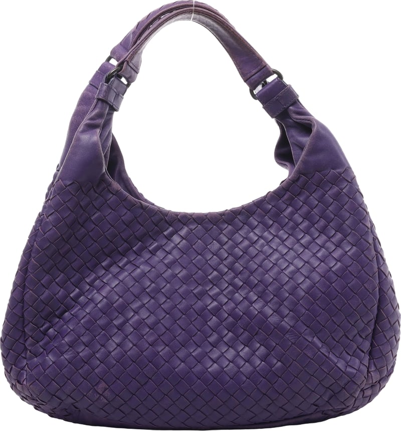 Bottega Veneta Campana Intrecciato Leather Shoulder Bag in Purple