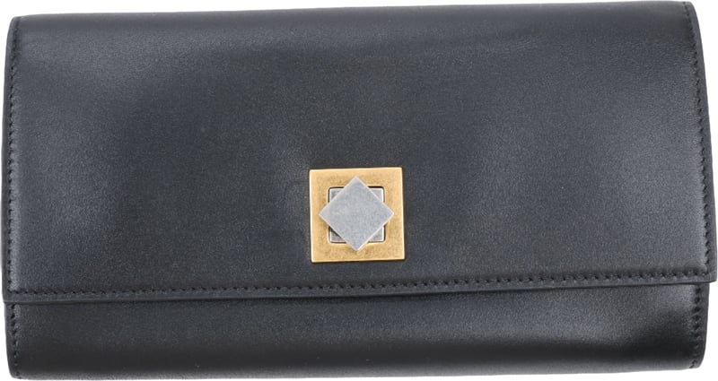 Bottega Veneta Black Smooth Leather Continental Wallet