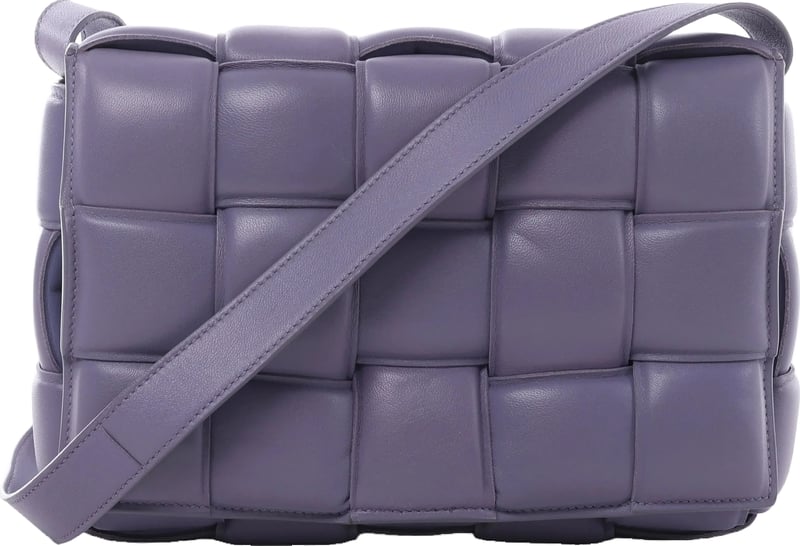 Bottega Veneta Padded Cassette Maxi Intrecciato Leather Crossbody Bag in Purple