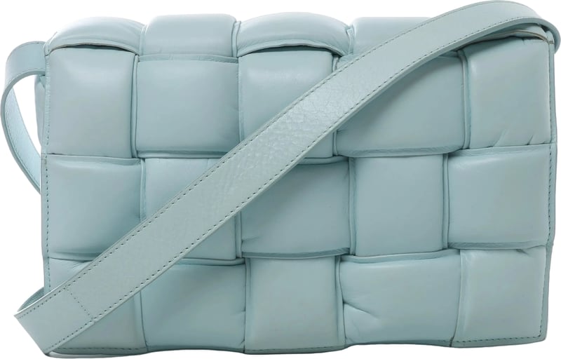 Bottega Veneta Padded Cassette Maxi Intrecciato Leather Crossbody Bag in Blue