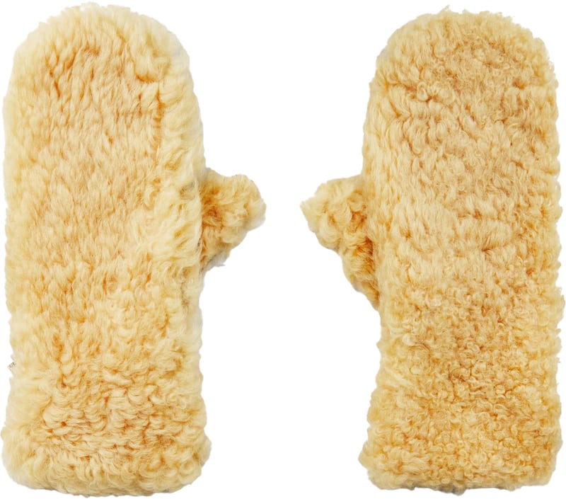 Teddy Shearling And Leather Logo Gloves