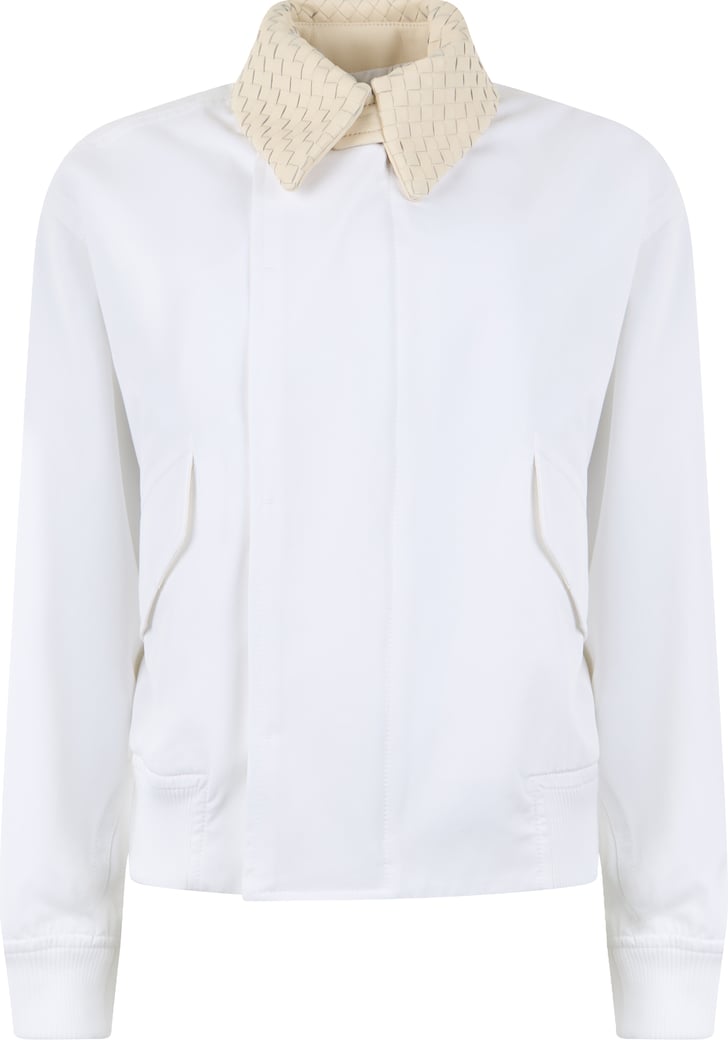 Windbreaker with braided leather collar