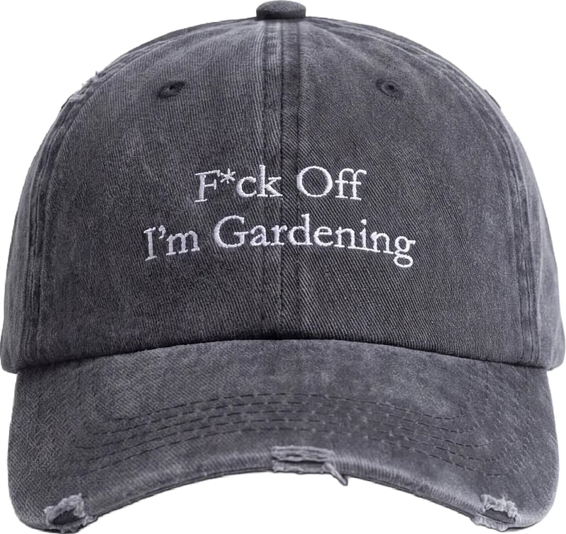 “F*ck Off I'm Gardening” Cap Distressed - Washed Charcoal