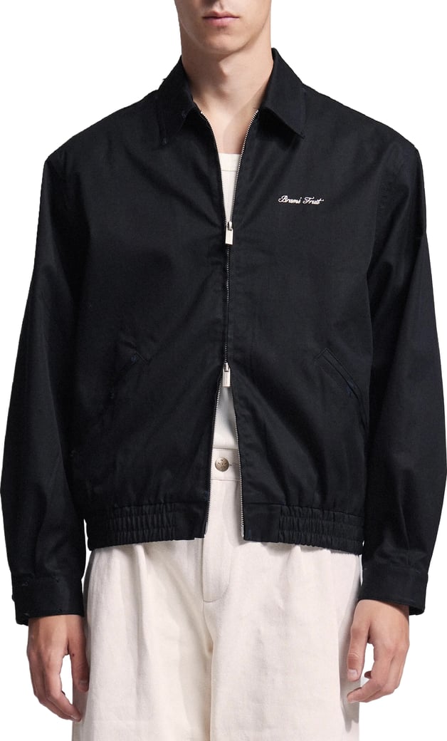 Script Logo Distressed Jacket - Black