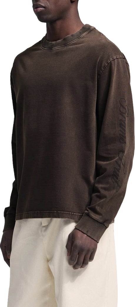 Distressed Script Logo Longsleeve - Washed Brown