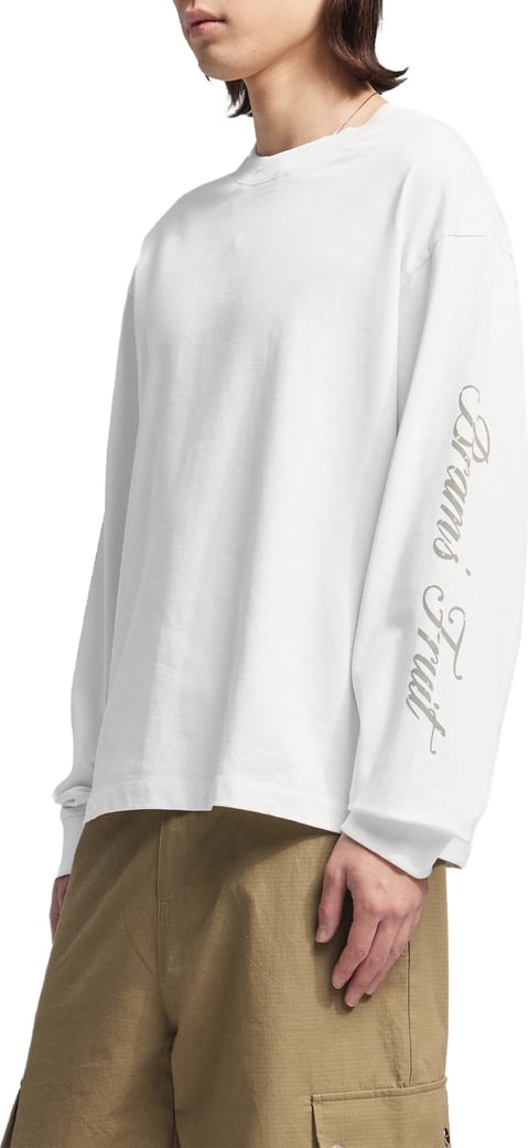 Distressed Script Logo Longsleeve - Off White