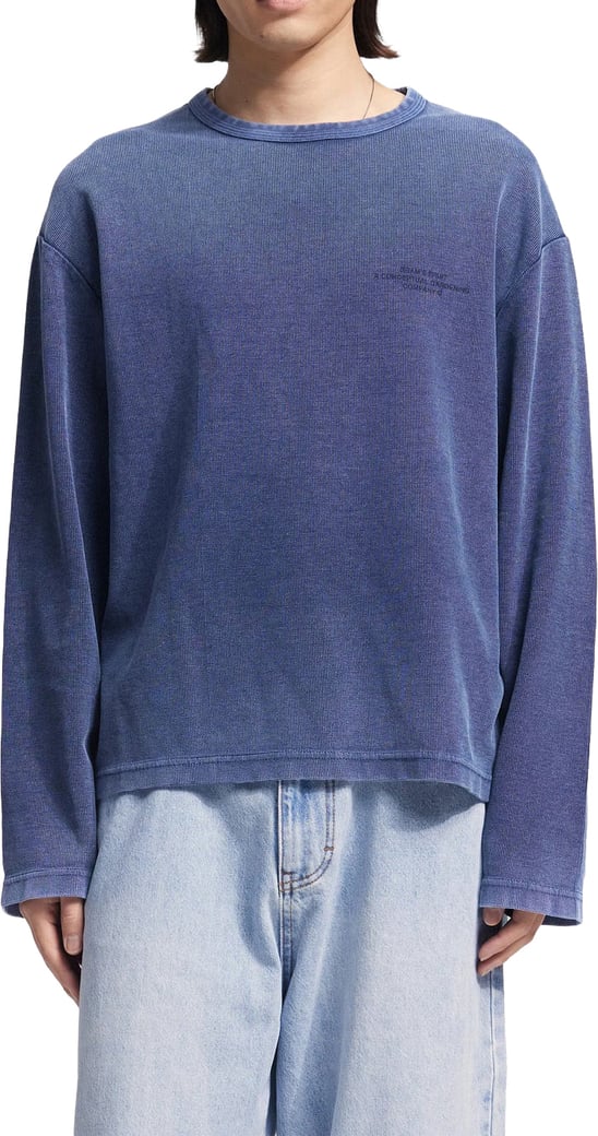 stamp waffle longsleeve washed blue