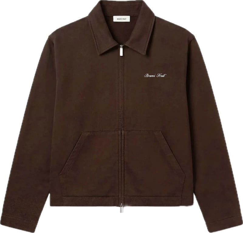 script logo full zip brown