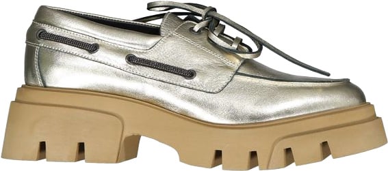 Brunello Cucinelli Gold Leather Platform Loafers