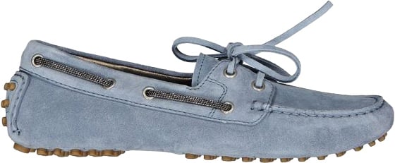 Brunello Cucinelli Blue Leather Slip-On Loafers