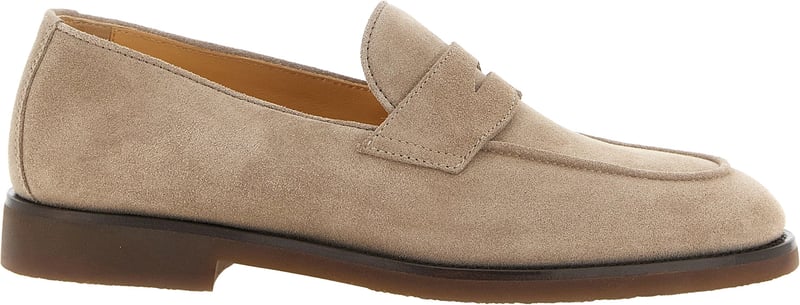 Brunello Cucinelli Gray Calfskin Slip-On Loafers