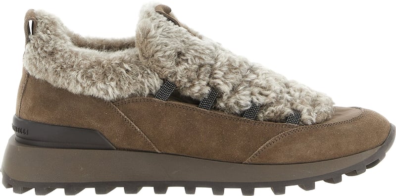 Brunello Cucinelli Brown Calfskin Chunky Sneakers