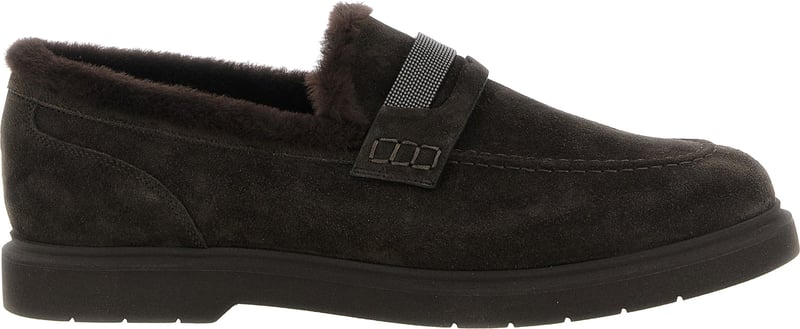 Brunello Cucinelli Brown Calfskin Slip-On Loafers