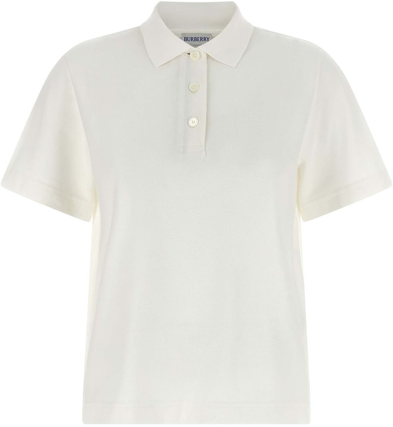 Burberry White Cotton Polo Shirt