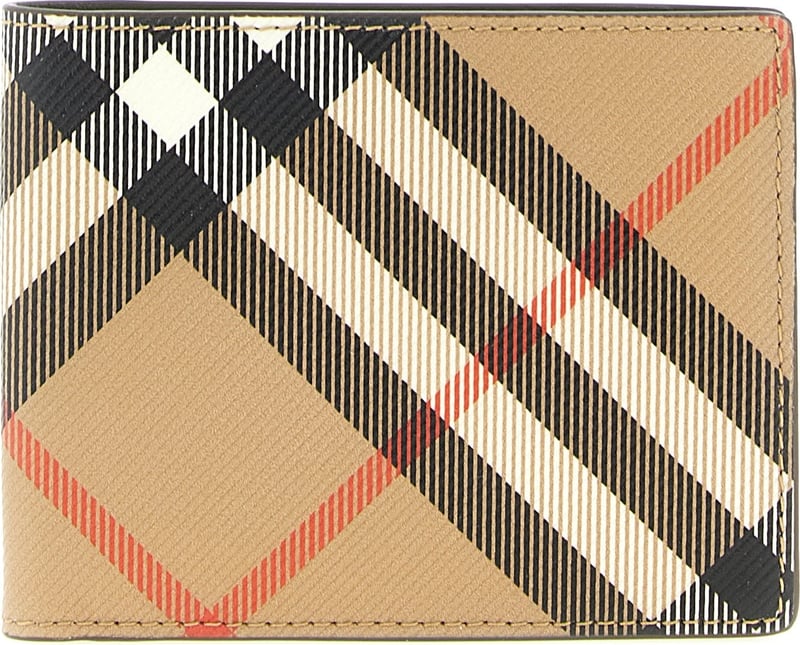Beige Checkered Textured Wallet