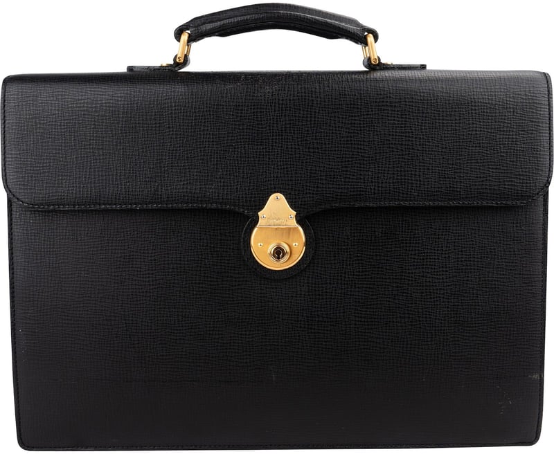 Burberrys Textured Leather Briefcase Handbag
