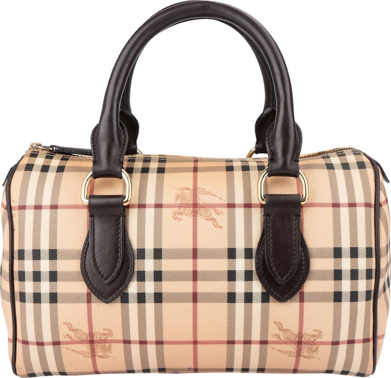 Burberry Haymarket Check Coated Canvas Boston 30 Handbag