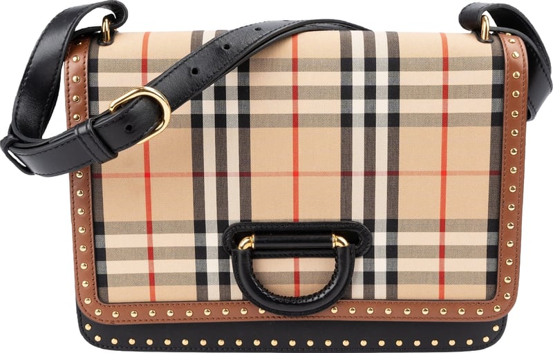 Burberry Vintage Check Studded D-Ring Crossbody Bag