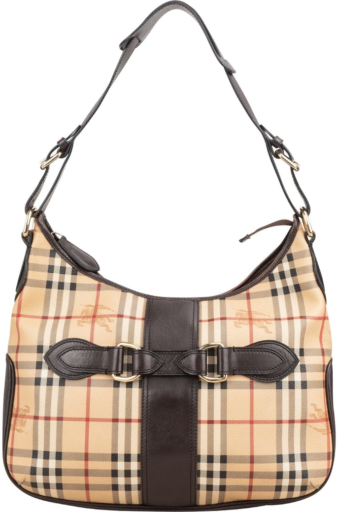 Burberry Haymarket Check Coated Canvas Bridle Hobo Shoulder Bag