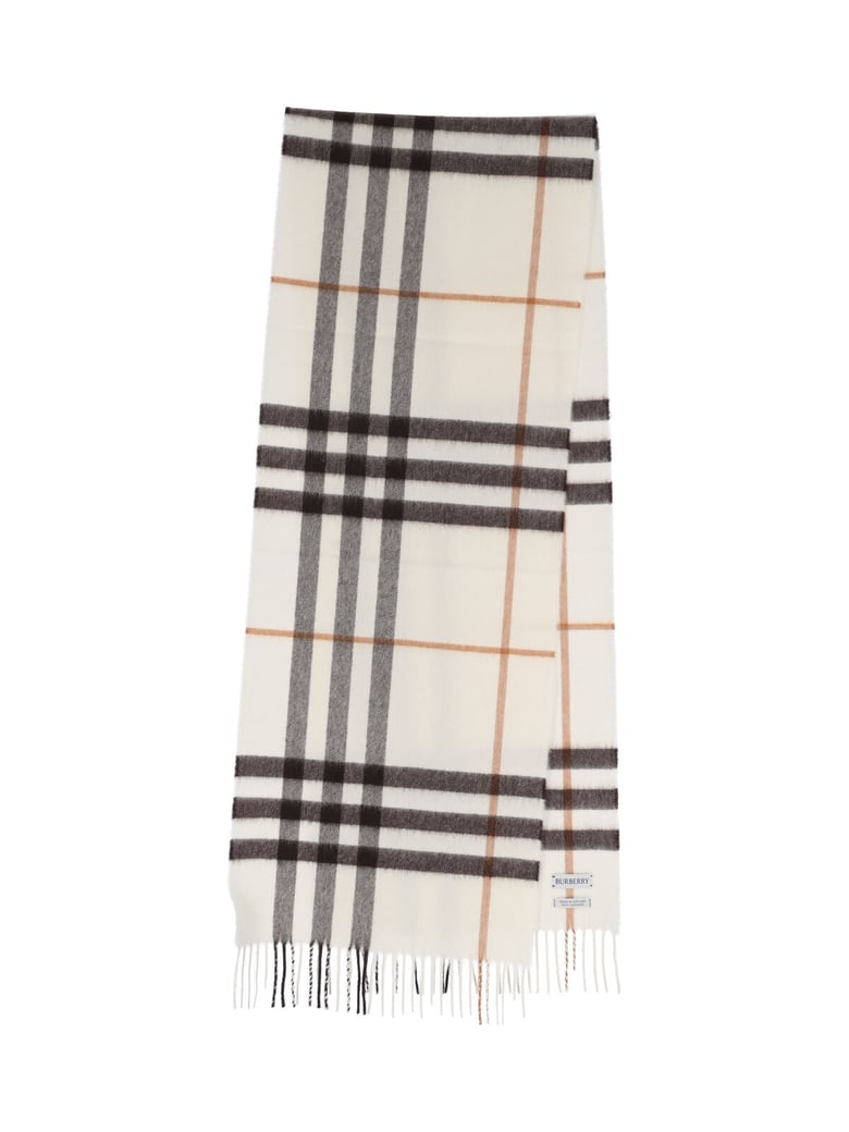 Cream Check Brushed Cashmere Scarf