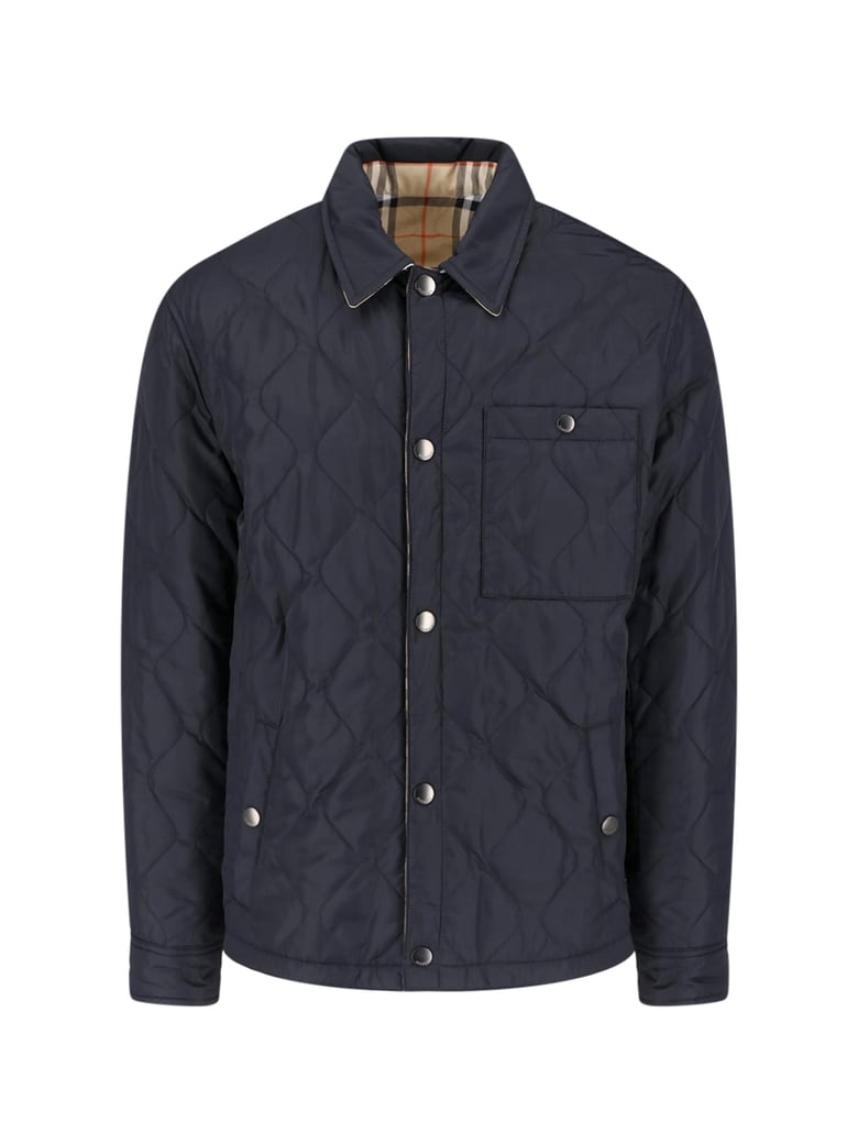 Reversible Quilted Jacket with Diamond-Stitched Design