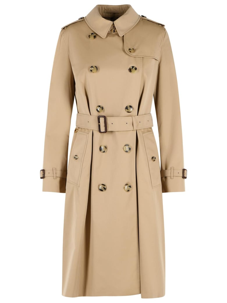 Double-breasted trench coat with belt