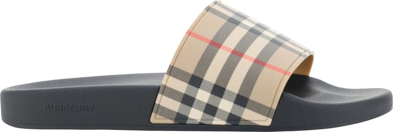 Burberry Brown Rubber Slides Sandals