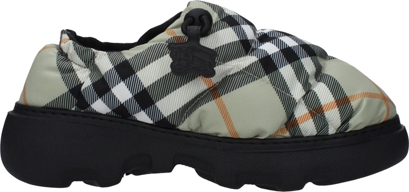 Burberry Green Fabric Slip-On Loafers