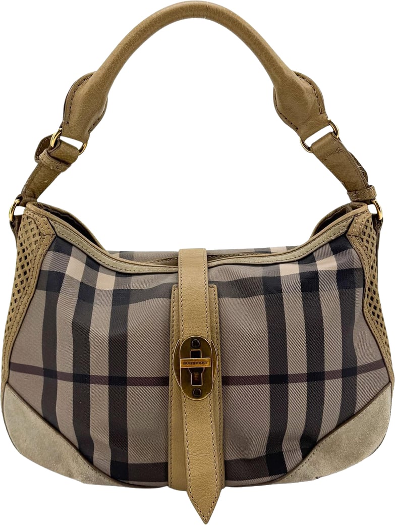 Burberry Ashwood Convertible Hobo House Check Canvas Medium