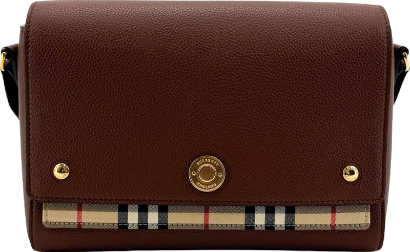 Burberry Note Leather with Vintage Check Canvas Medium
