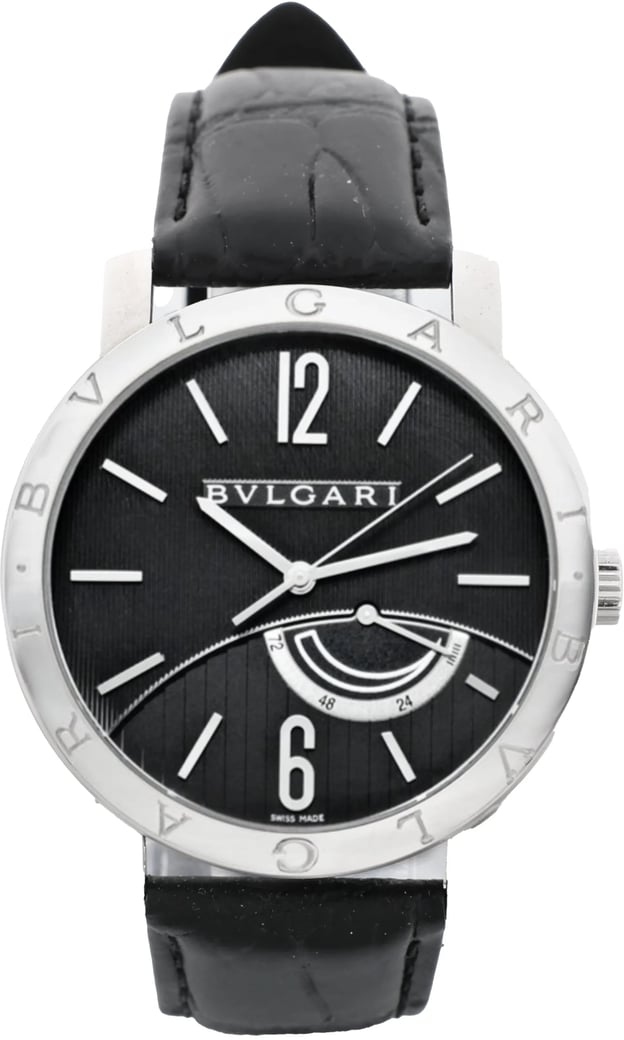 Bvlgari Bvlgari BB41SL O 0251 Manual-winding SS x Leather Watch Black Dial