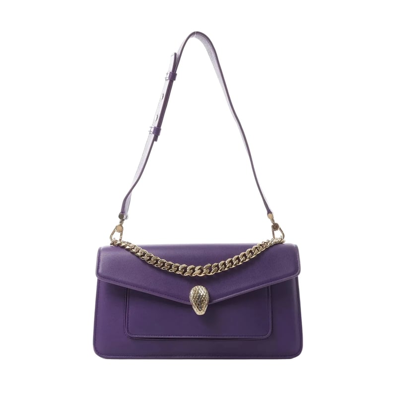 BVLGARI Serpenti Leather 2Way Chain Handbag in Purple