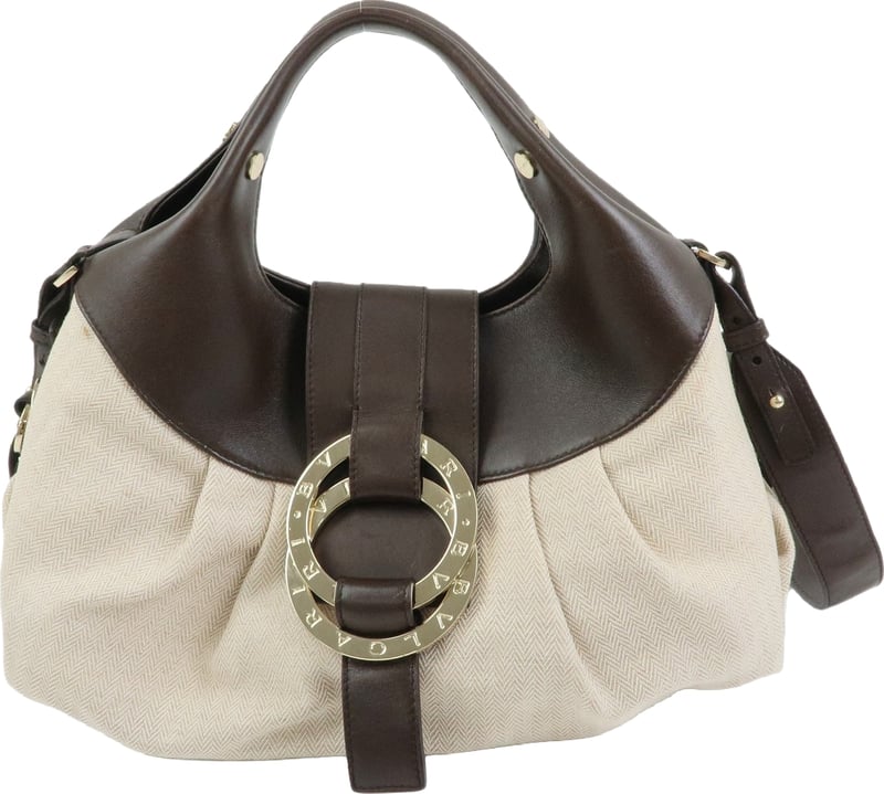 Bvlgari Chandra Hobo Canvas and Leather Large