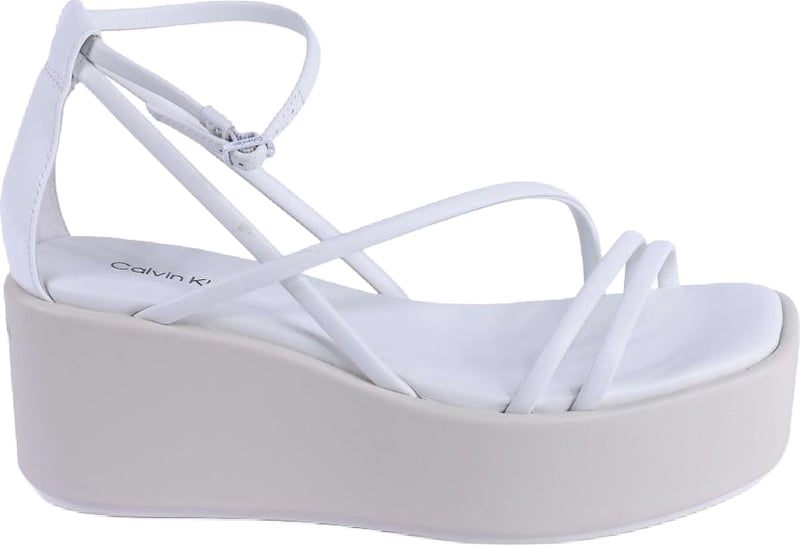 Calvin Klein White Leather Platform Sandals