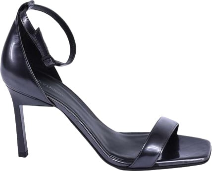 Calvin Klein Black Leather Stiletto Heel Sandals