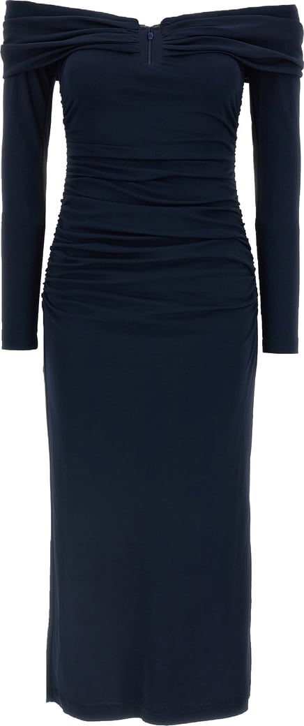 Carolina Herrera Blue Marabou Midi Dress