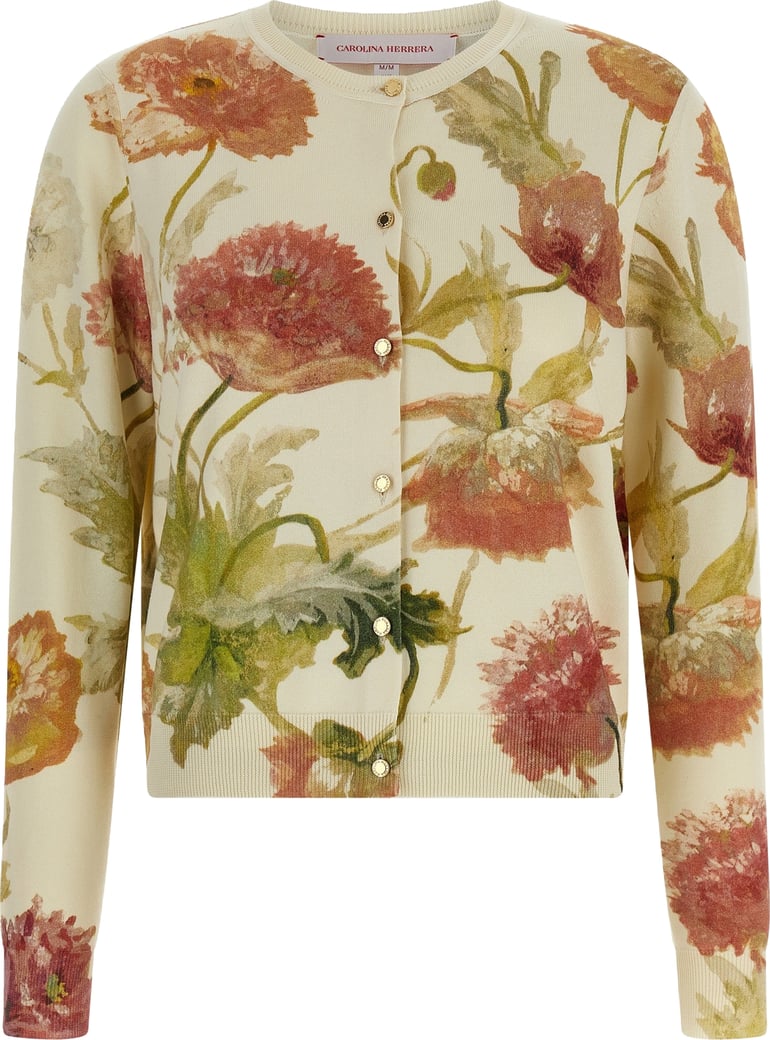 Carolina Herrera White Silk Cardigan