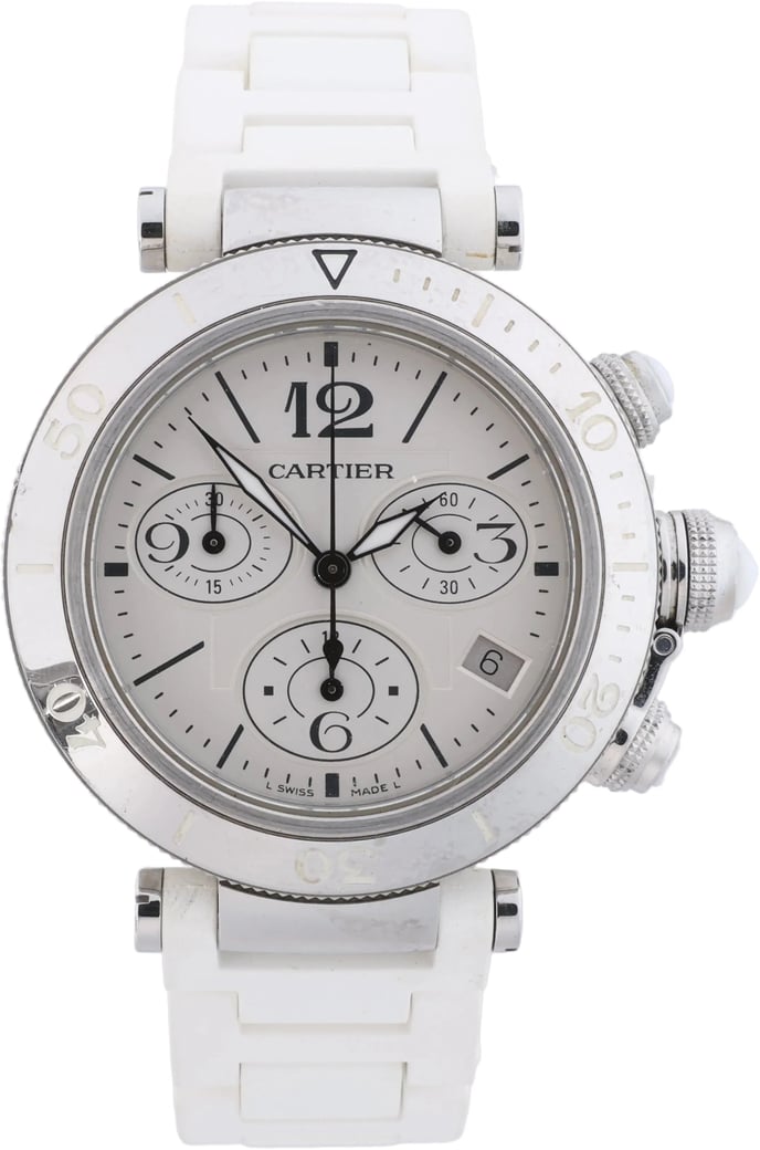 Cartier Pasha Seatimer Quartz Wristwatch, ref. W3140005 With Silver Dial