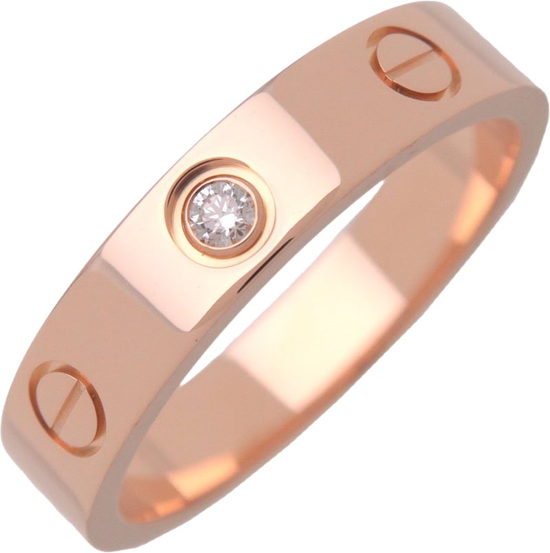 Cartier Love Wedding Band 1 Diamond 18K Rose Gold with Diamond