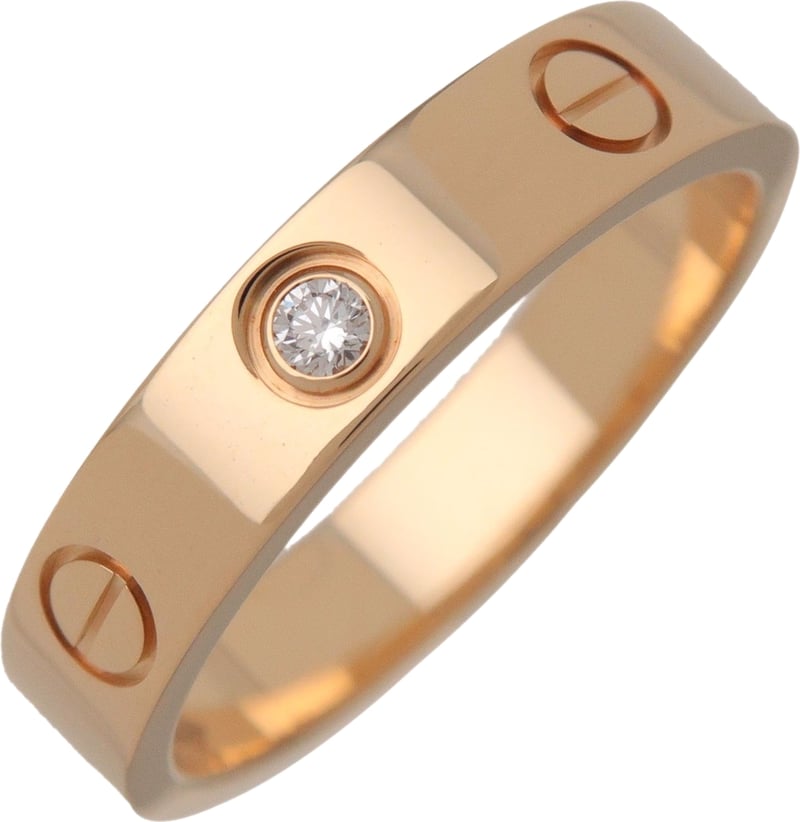 Cartier Love Wedding Band 1 Diamond 18K Rose Gold with Diamond