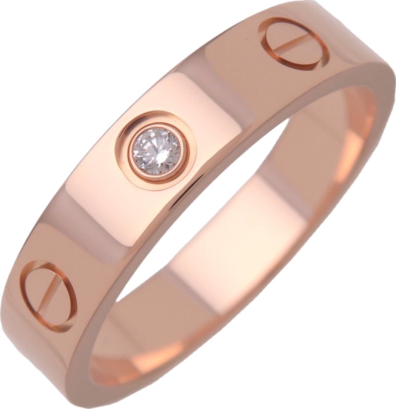 Cartier Love Wedding Band 1 Diamond 18K Rose Gold with Diamond