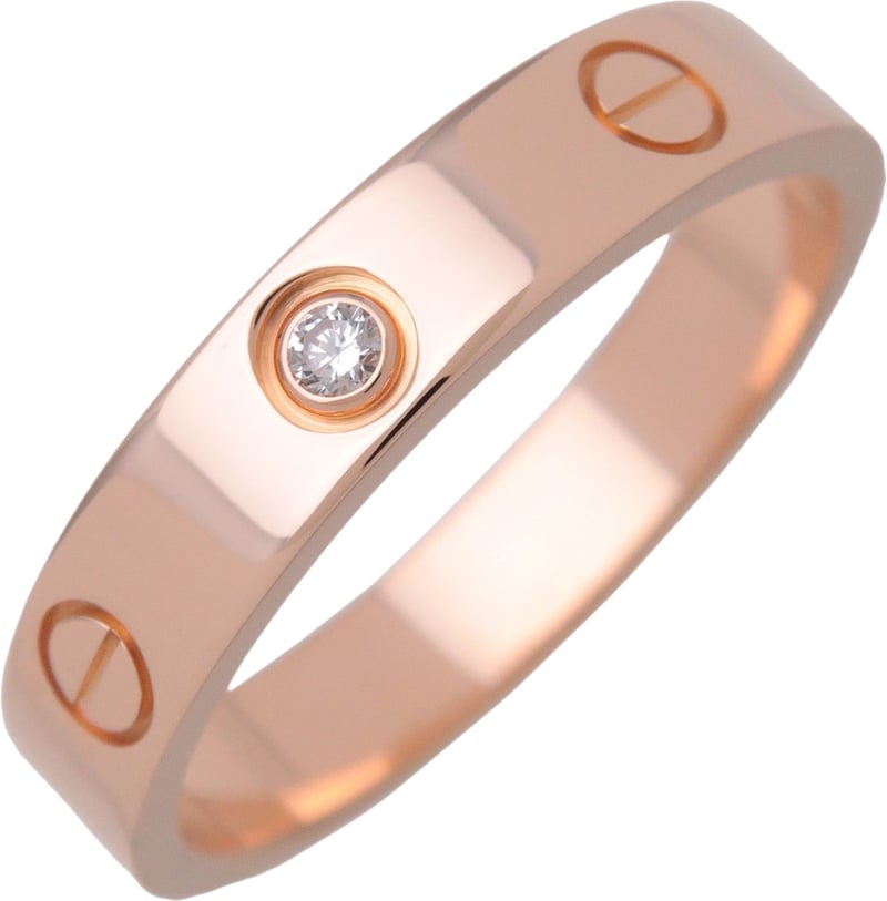 Cartier Love Wedding Band 1 Diamond 18K Rose Gold with Diamond