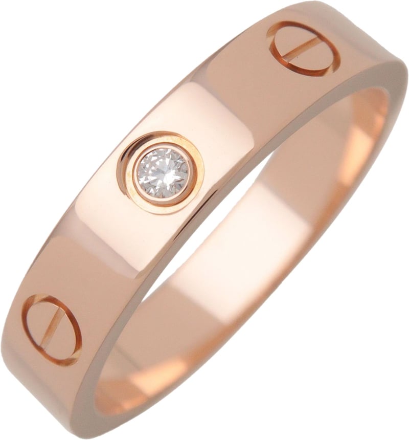 Cartier Love Wedding Band 1 Diamond 18K Rose Gold with Diamond