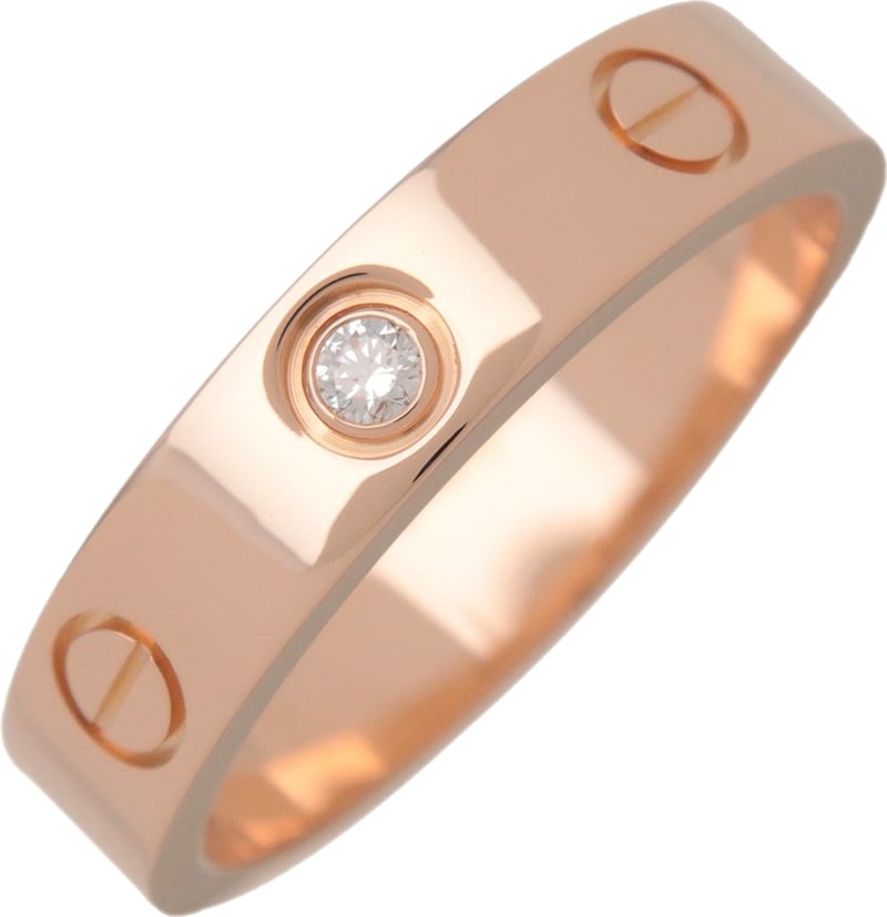 Cartier Love Wedding Band 1 Diamond 18K Rose Gold with Diamond