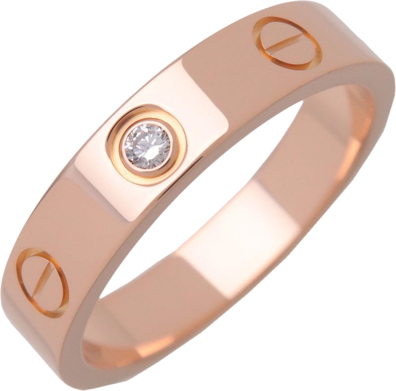 Cartier Love Wedding Band 1 Diamond 18K Rose Gold with Diamond