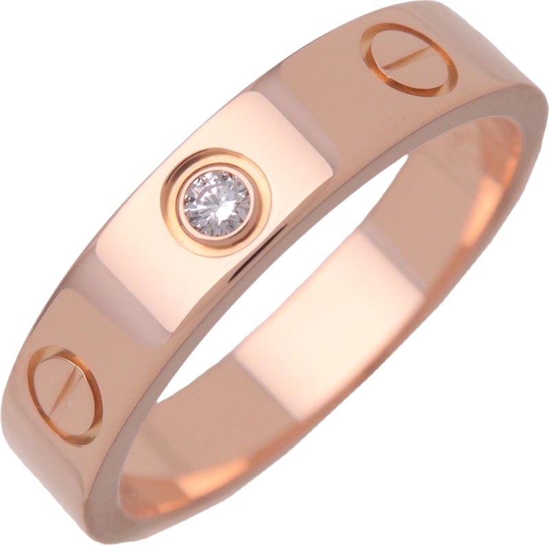 Cartier Love Wedding Band 1 Diamond 18K Rose Gold with Diamond