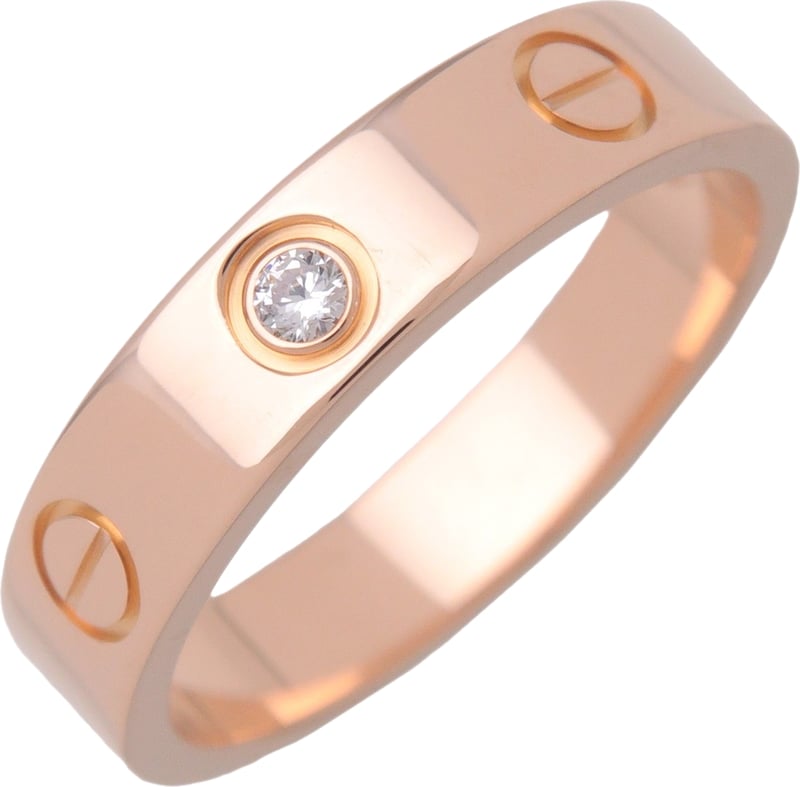 Cartier Love Wedding Band 1 Diamond 18K Rose Gold with Diamond