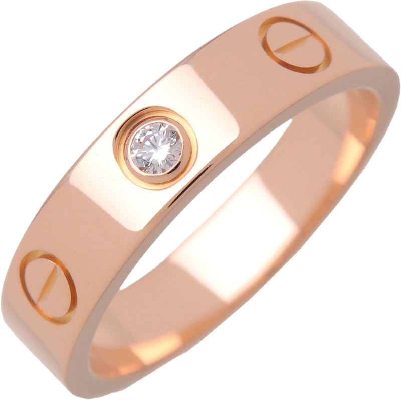Cartier Love Wedding Band 1 Diamond 18K Rose Gold with Diamond