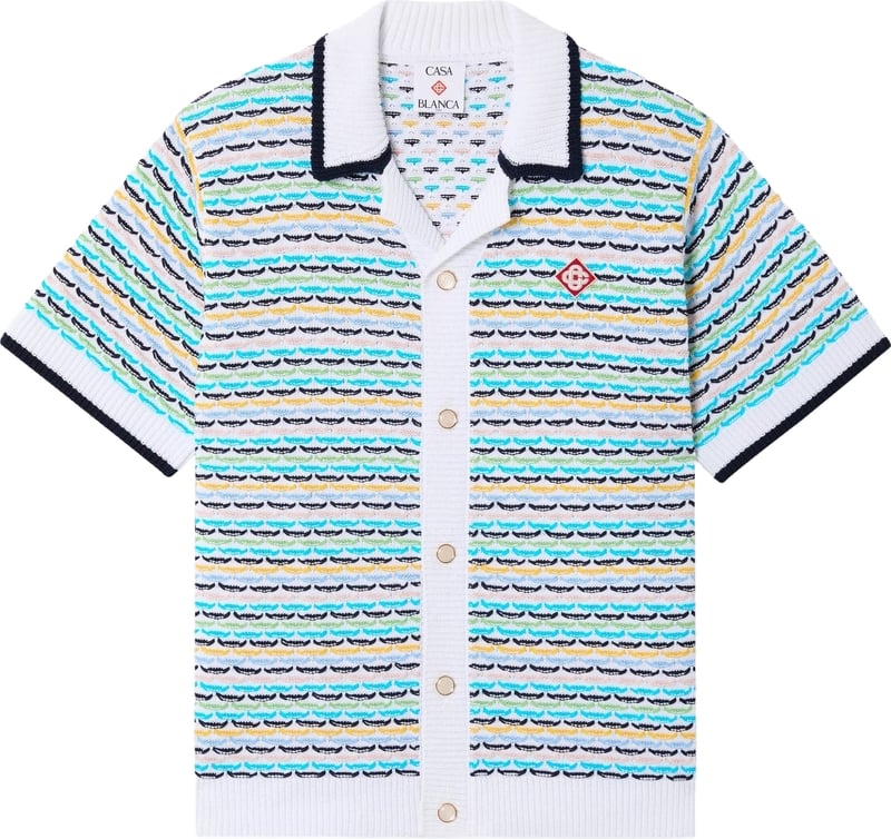 Heren Tuck Stitch Short Sleeve Shirt Multi